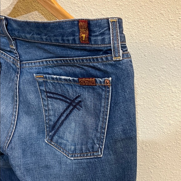 7 For All Mankind Blue Wide Leg Crop Denim - Picture 9 of 13
